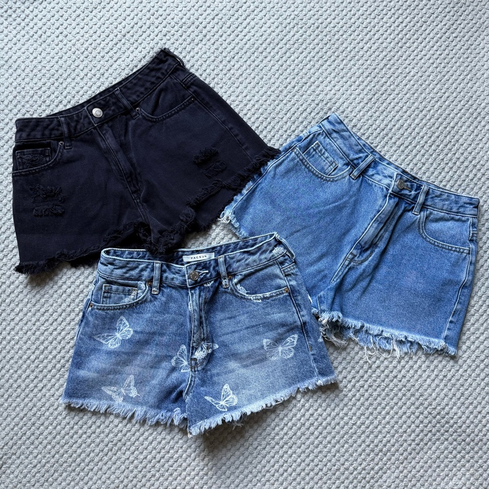 PacSun Women's Jean Shorts lot/bundle - Black and Blue Trio